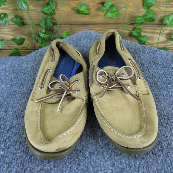 SPERRY Boat Shoe  Boys Y 4 Medium Athletic Brown Leather Slip On - Picture 2 of 7
